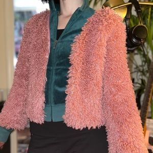Vintage pink fuzzy bolero